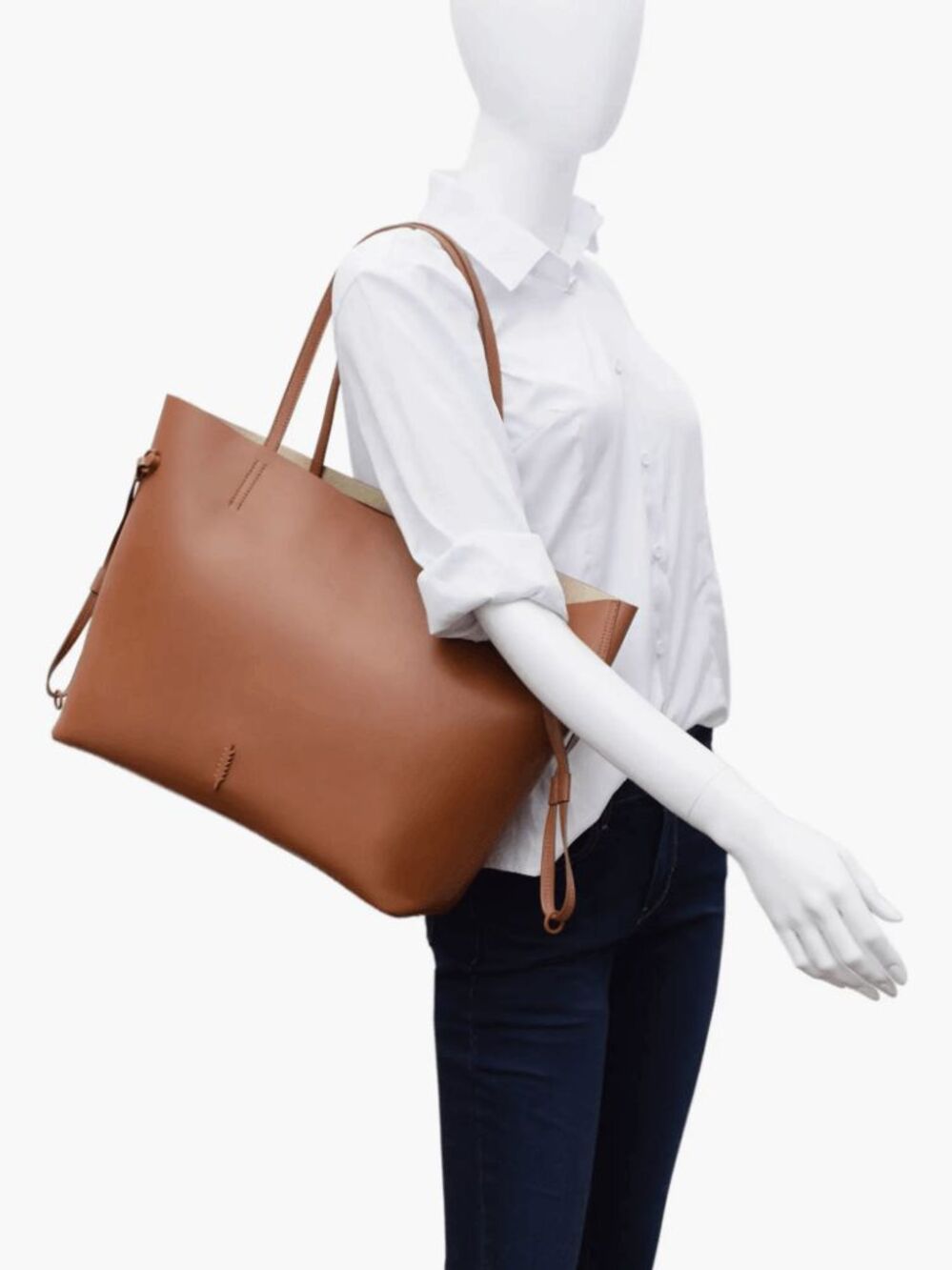 Thacker Kiera Leather Tote- Cognac